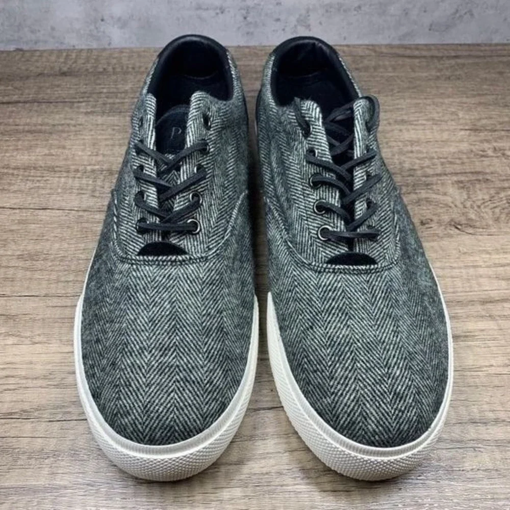 Polo Ralph Lauren~Vaughn~Tweed Wool Herringbone upper and Black Suede Trim Sneak